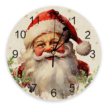 Natal Papai Noel De Neve Bagas Redondas Relógio De Parede Design Moderno, Cozinha Pendurados Assistir A Decoração Da Casa Silenciosa Relógio De Parede